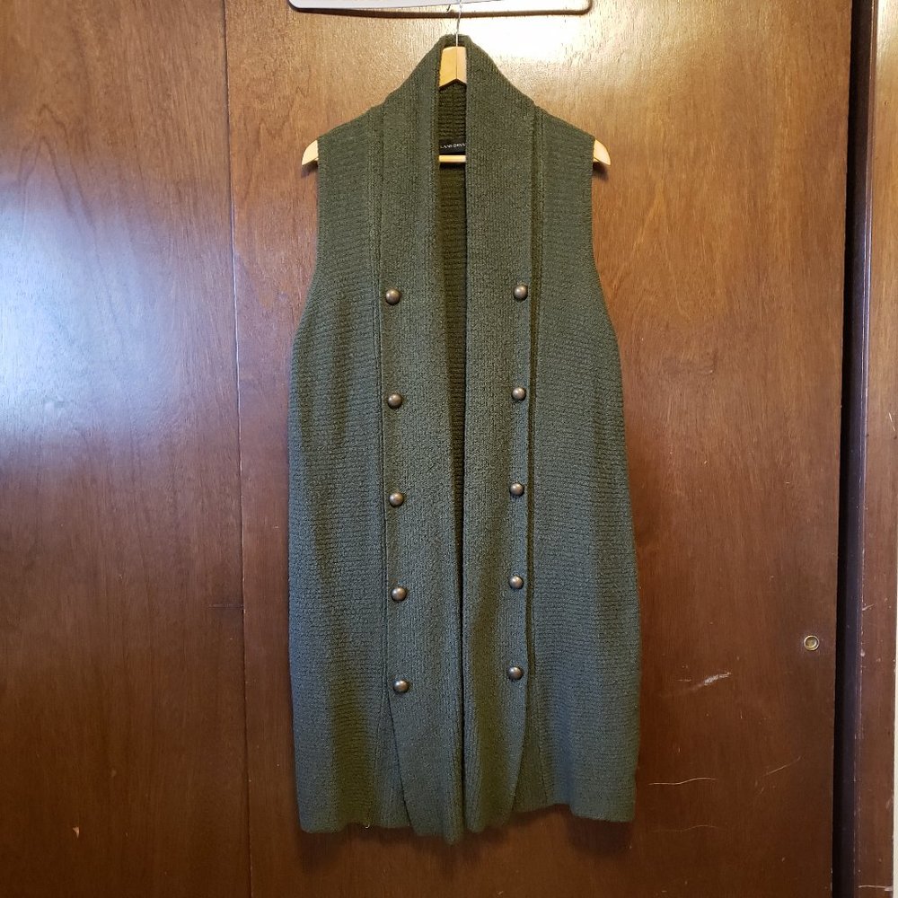 Lane Bryant  sleeveless olive green duster cardigan
